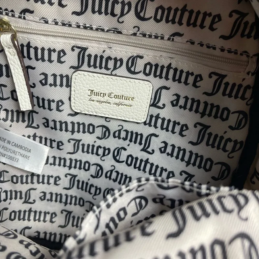 Juicy Couture white faux leather small backpack  black straps &gold tone studs